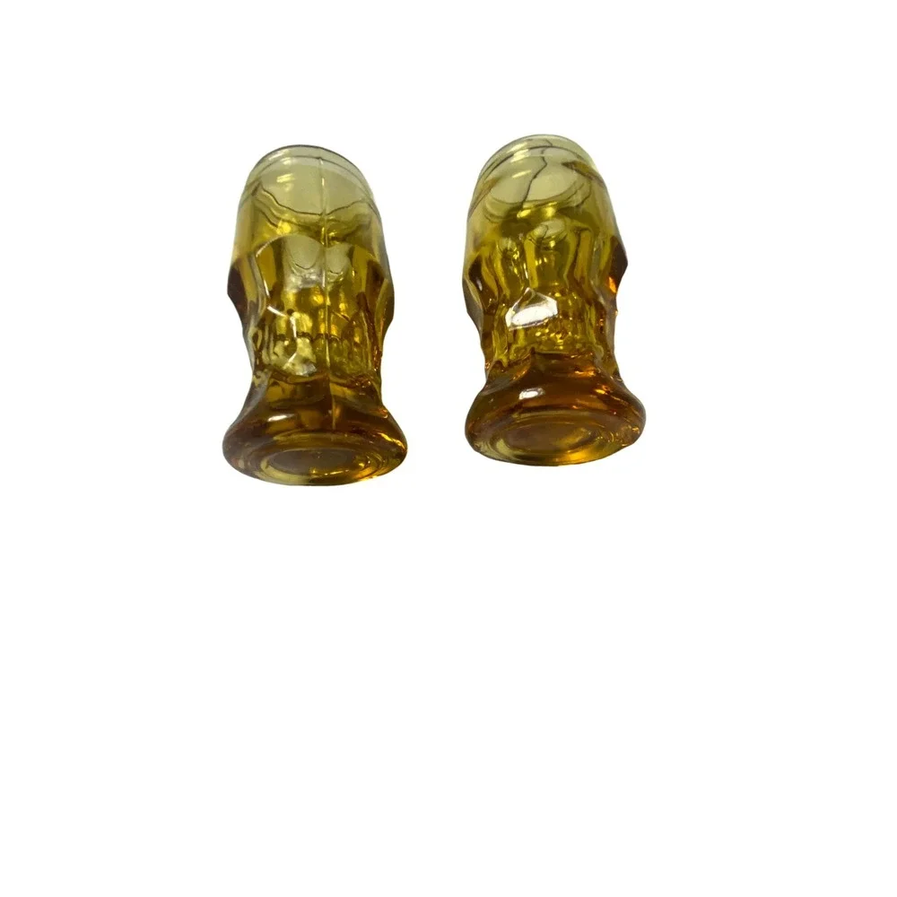 Vintage MCM Amber Glass Goblets Set of 2 Mid Century Footed Wine Water Glasses